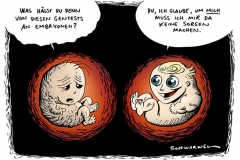 schwarwel-karikatur-gentest-embryonen-schwangerschaft
