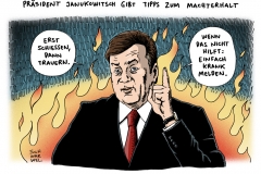 schwarwel-karikatur-janukowitsch-praesident-machterhalt-ukraine-krieg