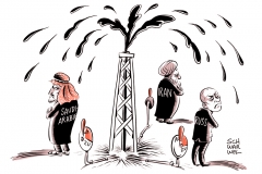 karikatur-schwarwel-oel-doha-ölpreis-ölförderung-russland-iran-saudi-arabien