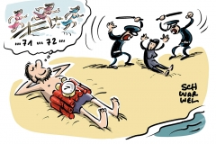 karikatur-schwarwel-burka-burkini-verbot-strand-frankreich-verschleierung-islam-muslima