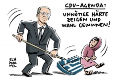 karikatur-schwarwel-de-maiziere-abschiebung-griechenland-fluechtlinge-politik-fluechtlingspolitik