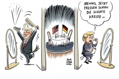 karikatur-schwarwel-merkel-trump-us-usa-amerika-deutschland-politik