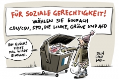 karikatur-schwarwel-soziale-gerechtigkeit-wahl-wahlen-wahlkampf-parteien-politik-deutschland-spd-cdu-csu-die-linke-die-gruene-spd-afd