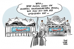 VW-Beschluss vor AFD-Parteitag: Schriftzug „Volkswagen Halle“ wird bei AfD-Parteitag abgedeckt