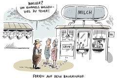 schwarwel-karikatur-milchpreis-preisniveau-kuhstall-milchbauern-ferien-bauernhof-feriengaeste