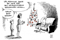 karikatur-schwarwel-app-betaversion-weihnachtsbaum-tothoelzer