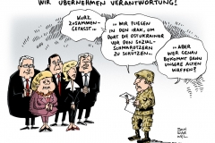 schwarwel-karikatur-bundeswehr-merkel-gabriel-von-der-leyen-seehofer-soldat