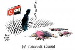 karikatur-schwarwel-syrien-türkei-flüchtlinge-flüchtlingskrise