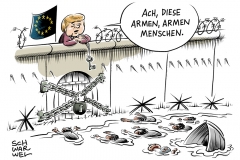 karikatur-schwarwel-merkel-mittelmeer-flüchtlinge-flüchtlingspolitik