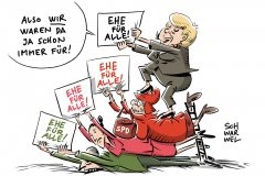 karikatur-schwarwel-ehe-fuer-alle-spd-schulz-merkel-cdu-homoehe