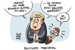 Zweifel an CDU-Chefin AKK: Merkel spricht von „Unsinn“