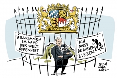 karikatur-schwarwel-horst-seehofer-bayer-csu-weltoffenheit-fluechtlinge-politik