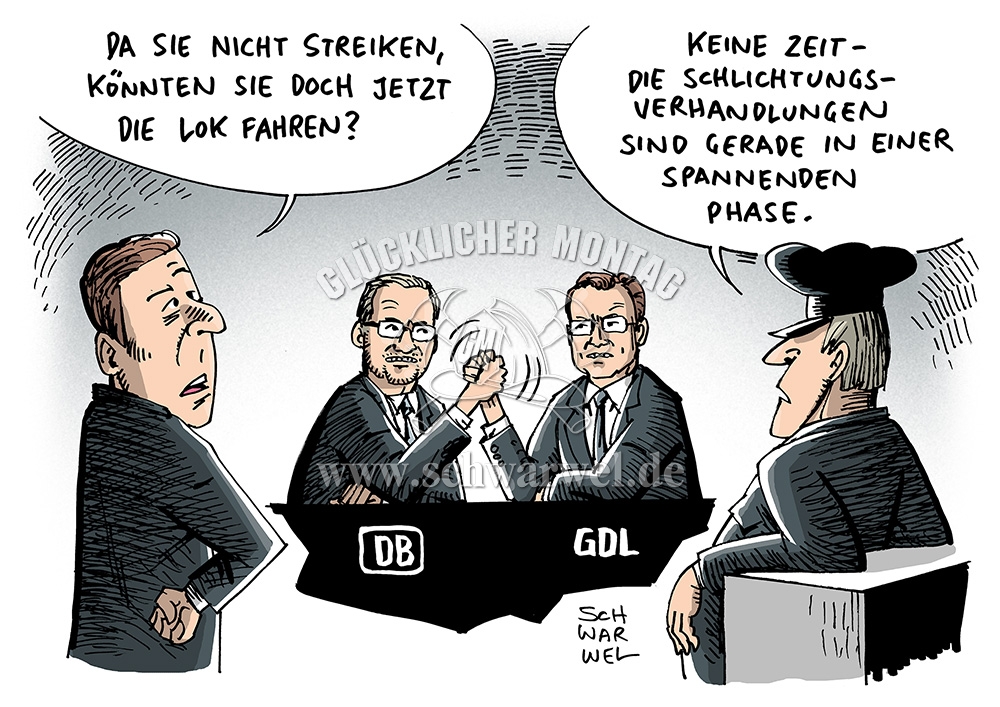 STREIK+GEWERKSCHAFT Schwarwel Karikatur