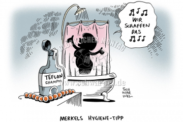 karikatur-schwarwel-teflon-merkel-wirschaffendas-fluechtlinge